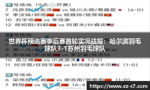 世界杯预选赛季后赛首轮实况战报：哈尔滨羽毛球队3-1苏州羽毛球队